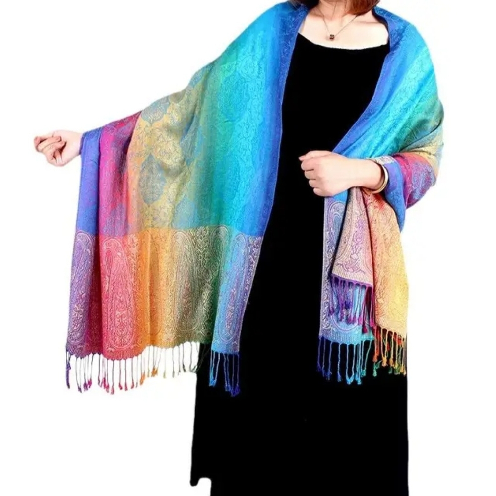 Paisley Patterned Multicolor Scarf - Picture 6 of 11